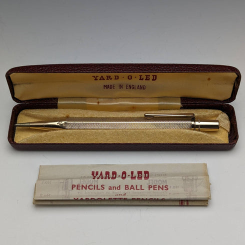 British Vintage Yard O Red Rolled Gold Hexagon Propelled Pencil in Case